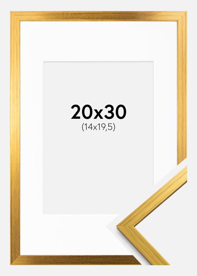 Ram med passepartou Frame Edsbyn Gold 20x30 cm - Picture Mount White 15x21 cm (A5)