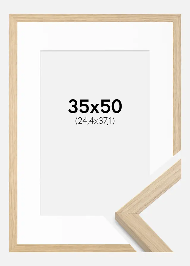 Ram med passepartou Frame Grimsåker Oak 35x50 cm - Picture Mount White 10x15 inches