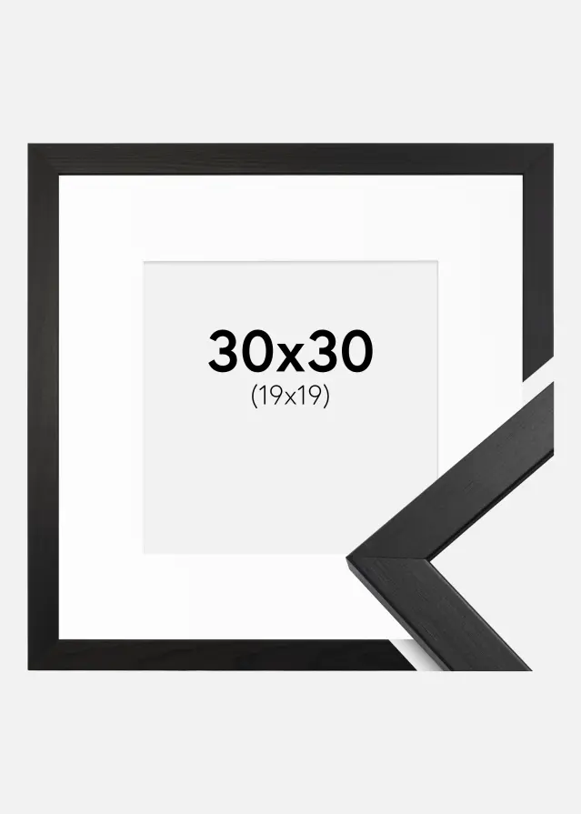 Ram med passepartou Frame Stilren Acrylic Glass Black 30x30 cm - Picture Mount White 20x20 cm