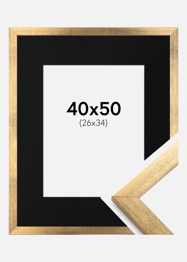 Ram med passepartou Frame Stilren Gold 40x50 cm - Picture Mount Black 27x35 cm