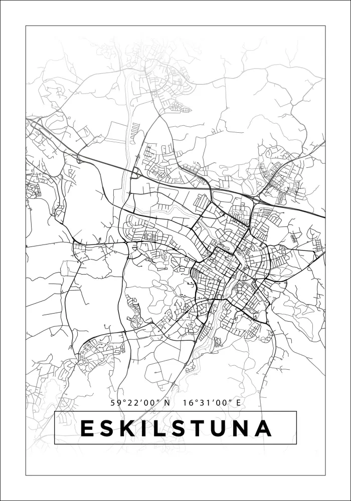 Bildverkstad Map - Eskilstuna - White Poster