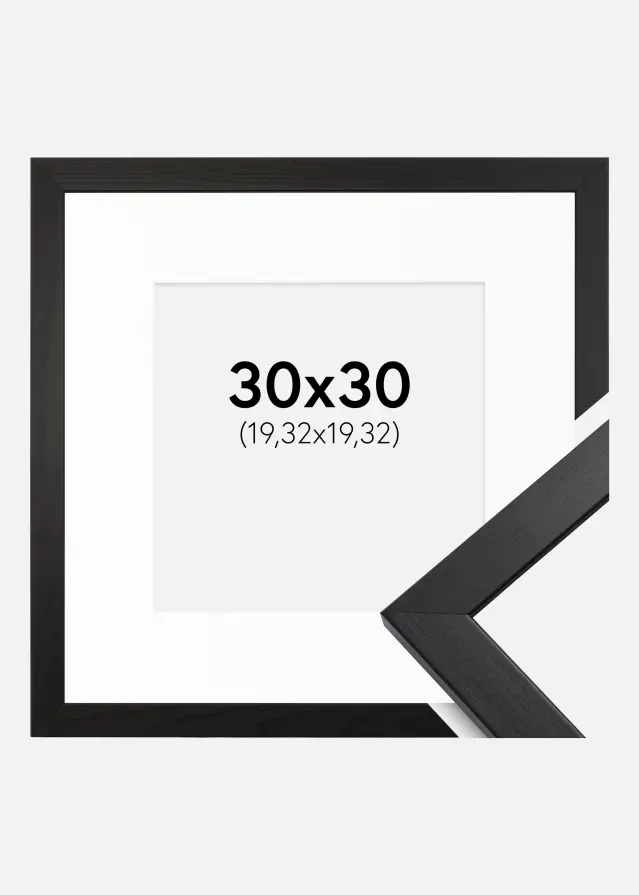 Ram med passepartou Frame Stilren Acrylic Glass Black 30x30 cm - Picture Mount White 8x8 inches