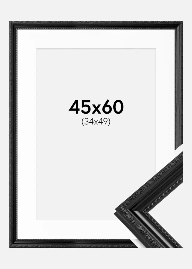 Ram med passepartou Frame Abisko Black 45x60 cm - Picture Mount White 35x50 cm