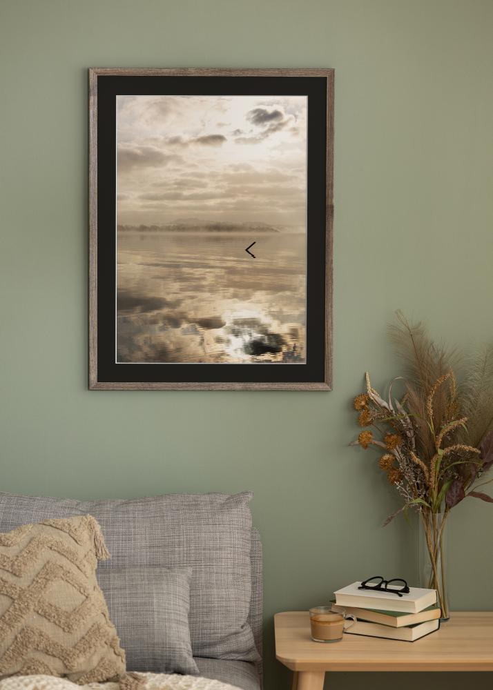 Ram med passepartou Frame Fiorito Walnut 40x60 cm - Picture Mount Black 25x50 cm