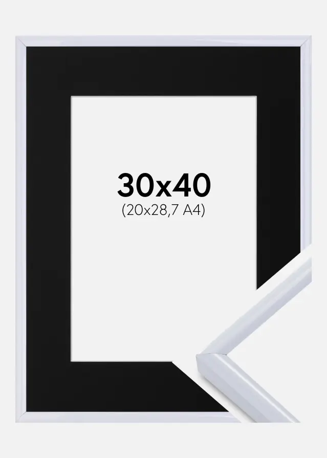 Ram med passepartou Frame Victoria White 30x40 cm - Picture Mount Black 21x29.7 cm (A4)