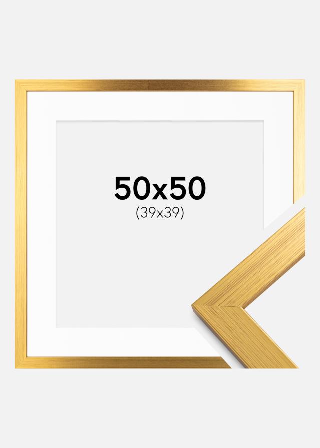 Ram med passepartou Frame Gold Wood 50x50 cm - Picture Mount White 40x40 cm