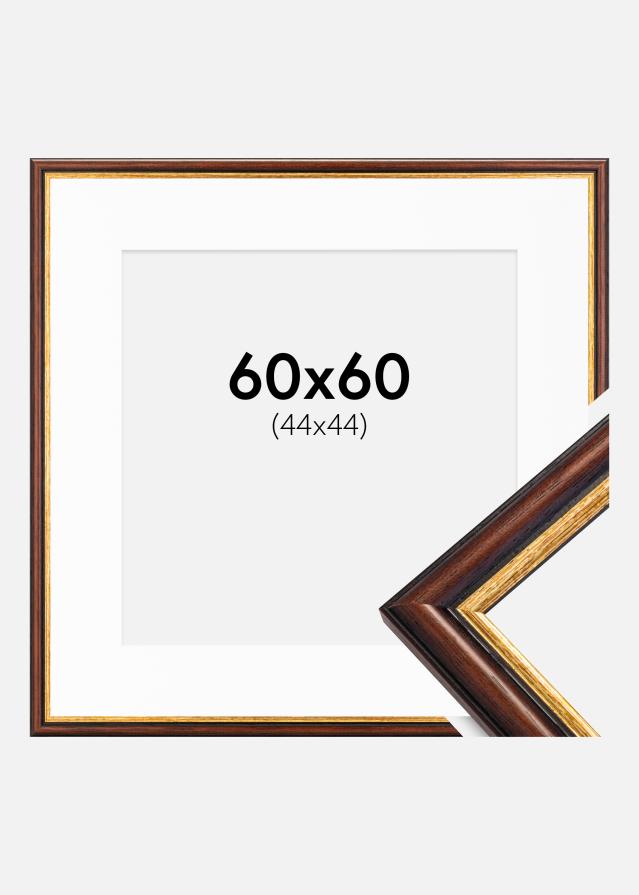 Ram med passepartou Frame Siljan Brown 60x60 cm - Picture Mount White 45x45 cm