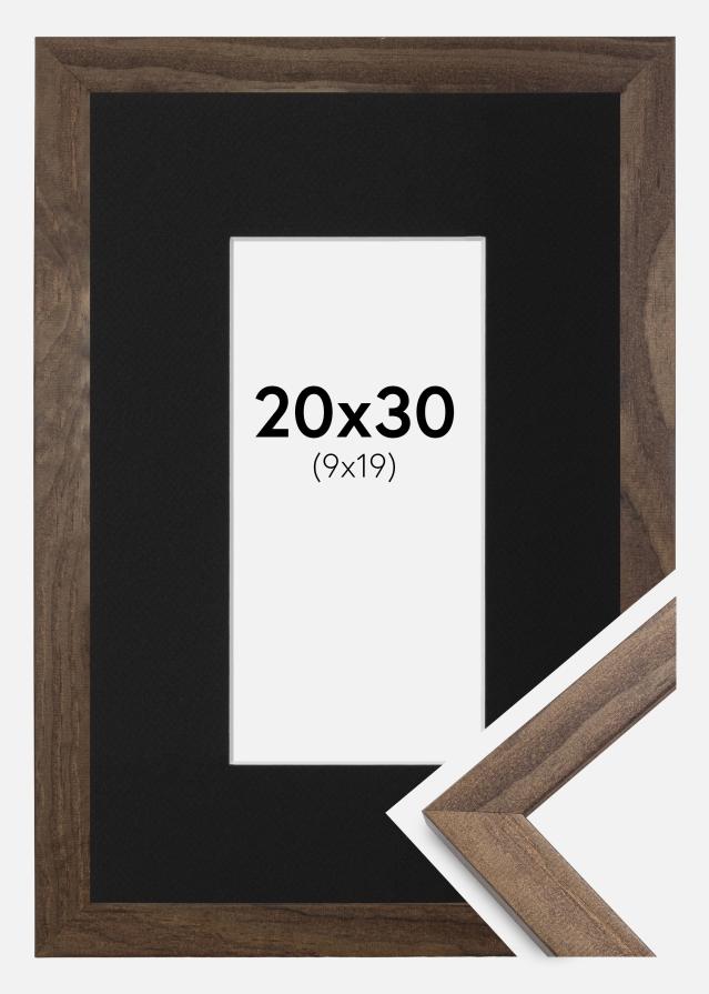 Ram med passepartou Frame Stilren Walnut 20x30 cm - Picture Mount Black 10x20 cm
