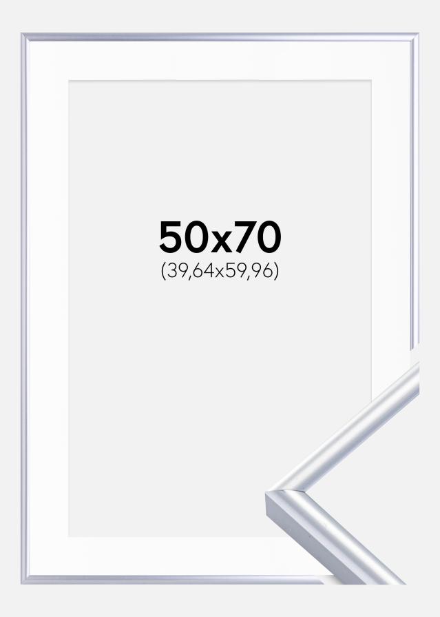 Ram med passepartou Frame Victoria Silver 50x70 cm - Picture Mount White 16x24 inches
