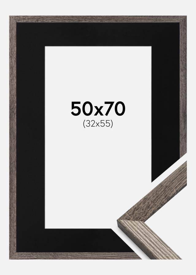 Ram med passepartou Frame Fiorito Walnut 50x70 cm - Picture Mount Black 33x56 cm