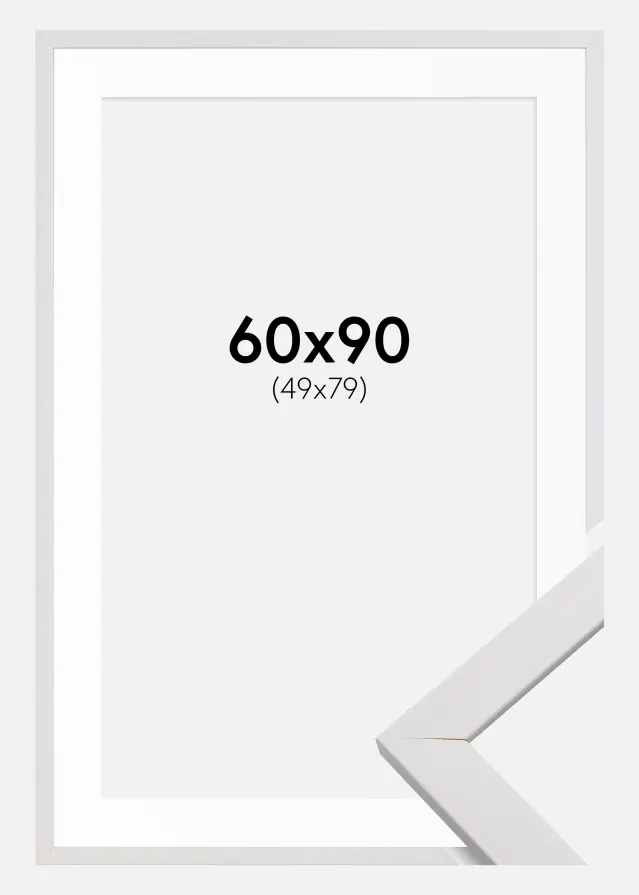 Ram med passepartou Frame Stilren White 60x90 cm - Picture Mount White 50x80 cm