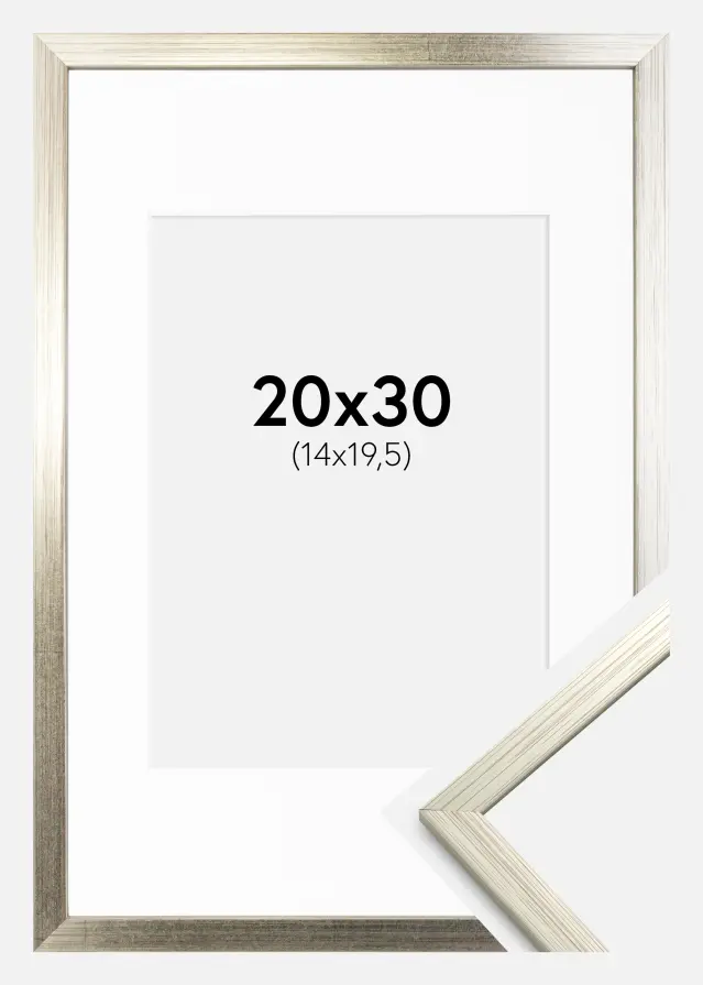 Ram med passepartou Frame Edsbyn Silver 20x30 cm - Picture Mount White 15x21 cm (A5)