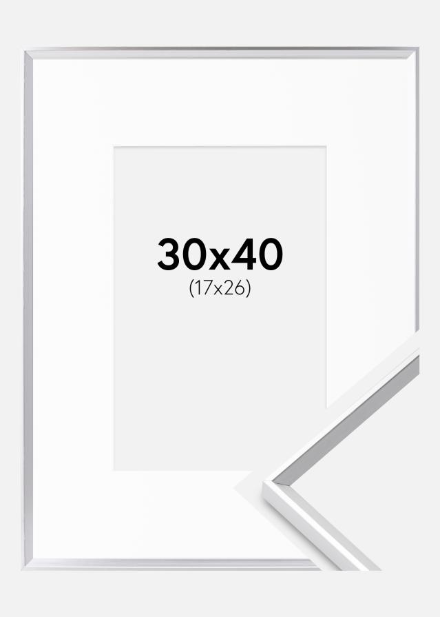 Ram med passepartou Frame Desire Silver 30x40 cm - Picture Mount White 18x27 cm