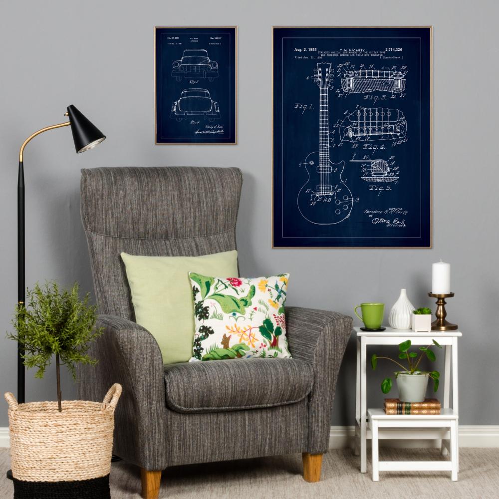 Bildverkstad Patent drawing - Electric guitar I - Blue Poster
