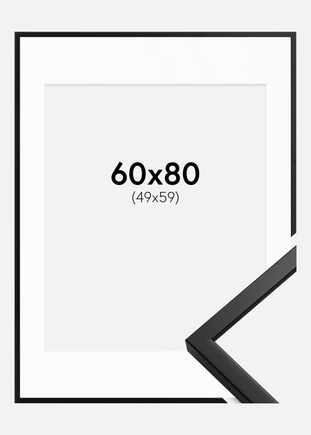 Ram med passepartou Frame Oslo Black 60x80 cm - Picture Mount White 50x60 cm