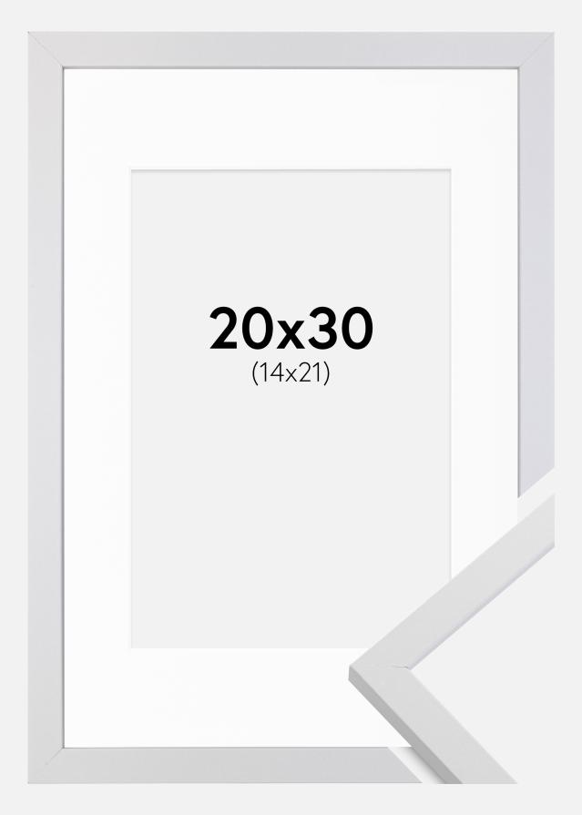 Ram med passepartou Frame Trendy White 20x30 cm - Picture Mount White 15x22 cm