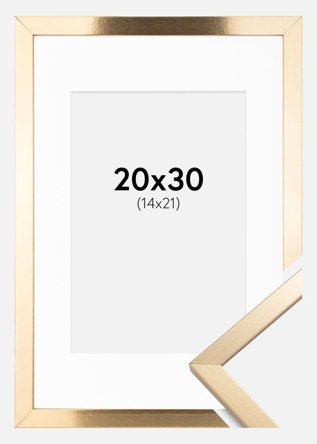Ram med passepartou Frame Trendy Gold 20x30 cm - Picture Mount White 15x22 cm