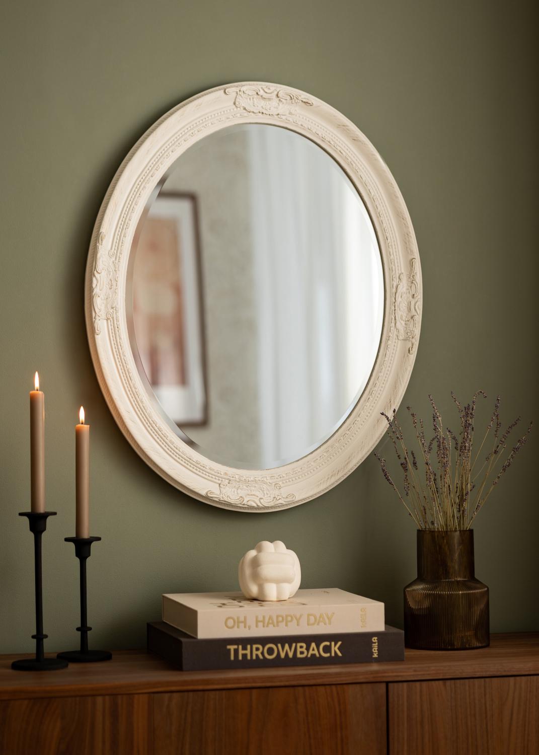Product Image for Mirror Antique White Oval 63x73 cm