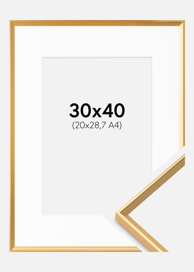 Ram med passepartou Frame Desire Gold 30x40 cm - Picture Mount White 21x29.7 cm (A4)
