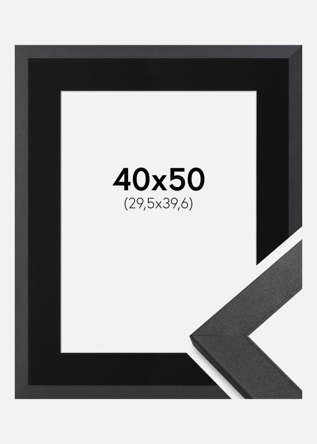 Ram med passepartou Frame Graphite Wood 40x50 cm - Picture Mount Black 12x16 inches
