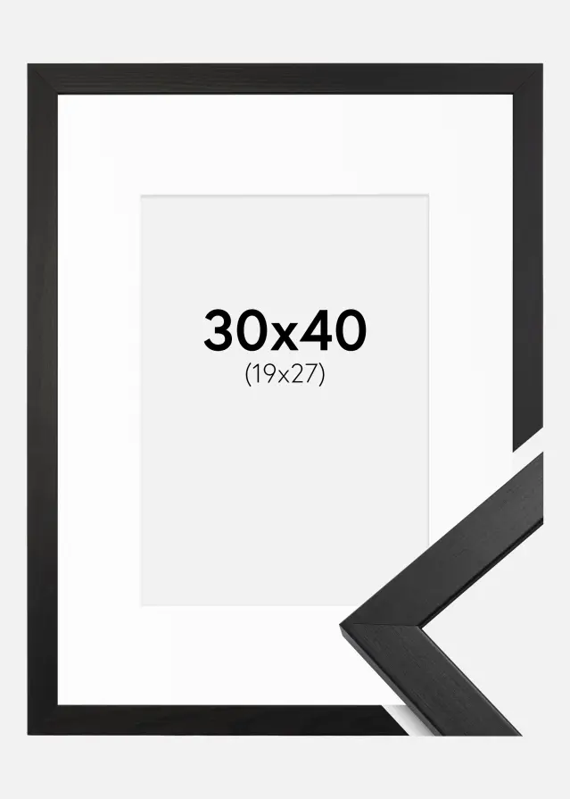 Ram med passepartou Frame Stilren Acrylic Glass Black 30x40 cm - Picture Mount White 20x28 cm