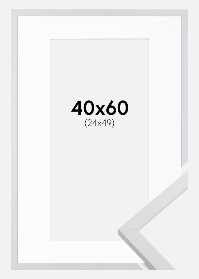 Ram med passepartou Frame Trendy White 40x60 cm - Picture Mount White 25x50 cm