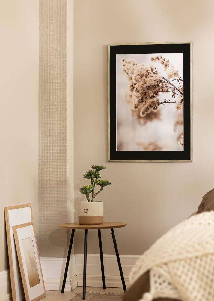 Ram med passepartou Frame Galant Silver 40x50 cm - Picture Mount Black 12x16 inches