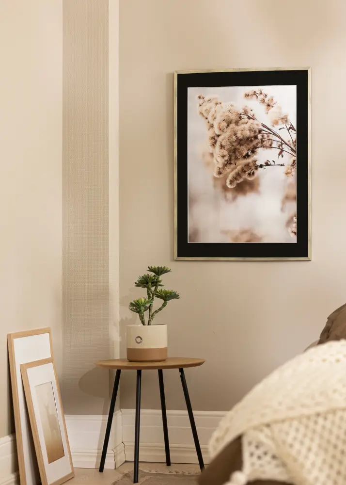 Ram med passepartou Frame Galant Silver 40x50 cm - Picture Mount Black 29.7x42 cm (A3)