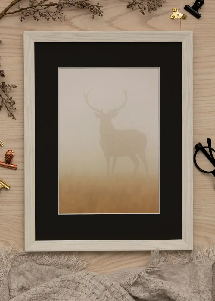 Ram med passepartou Frame Fiorito White 30x40 cm - Picture Mount Black 21x29.7 cm (A4)