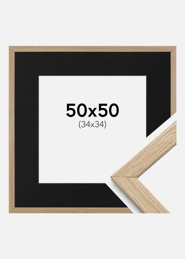 Ram med passepartou Frame Stilren Oak 50x50 cm - Picture Mount Black 35x35 cm
