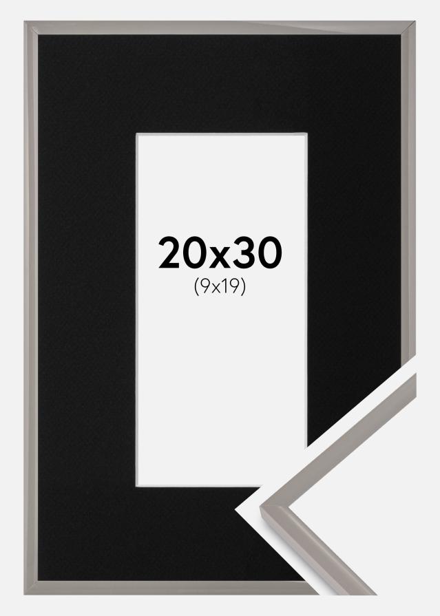 Ram med passepartou Frame New Lifestyle Earth Grey 20x30 cm - Picture Mount Black 10x20 cm