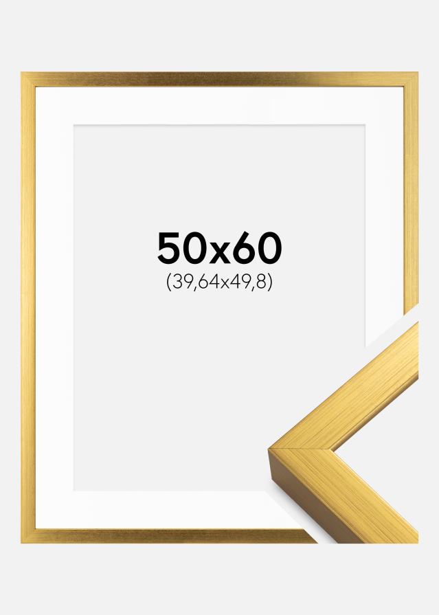 Ram med passepartou Frame Falun Gold 50x60 cm - Picture Mount White 16x20 inches