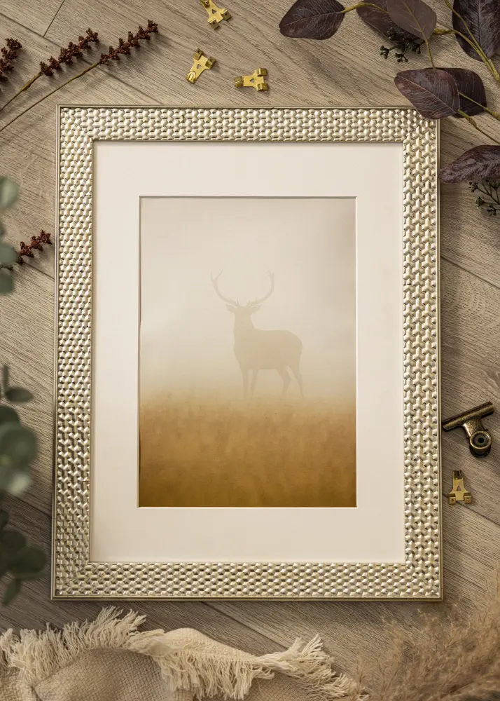 Ram med passepartou Frame Grace Silver 70x100 cm - Picture Mount White 59.4x84 cm (A1)