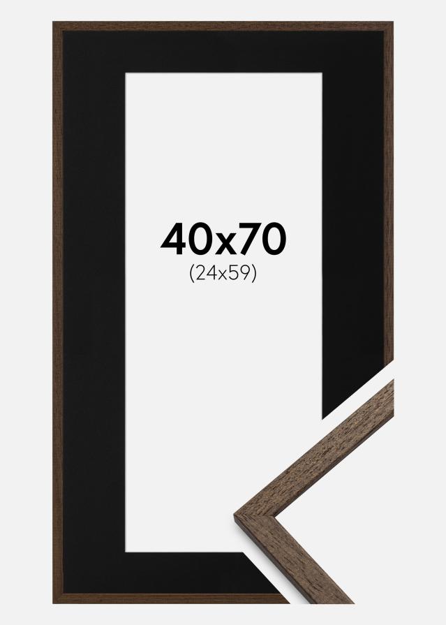 Ram med passepartou Frame Edsbyn Walnut 40x70 cm - Picture Mount Black 25x60 cm