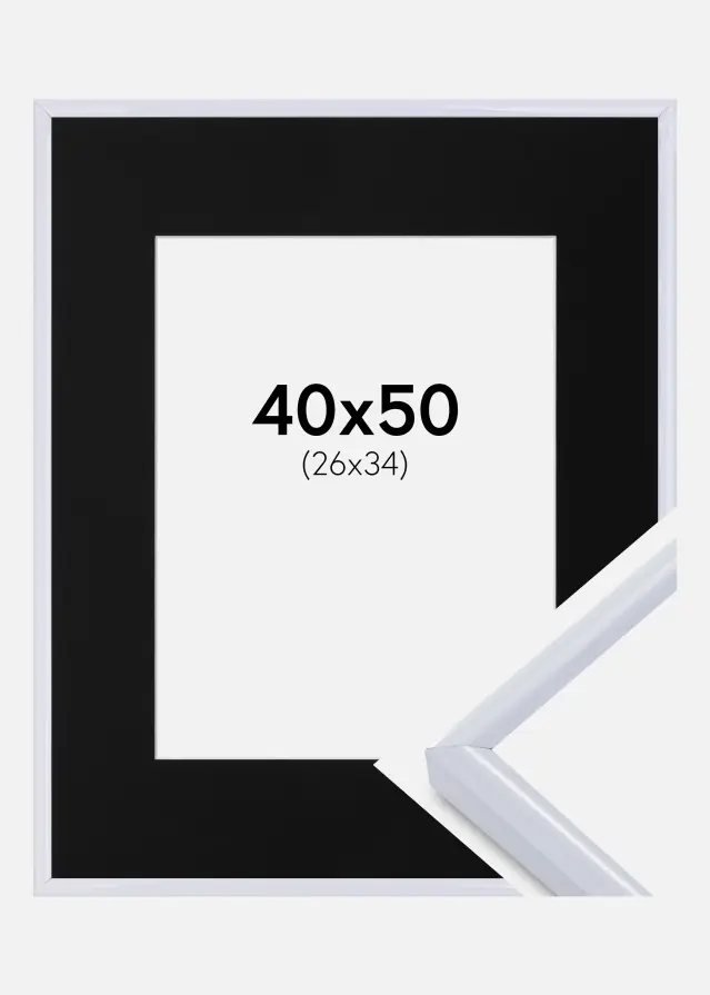 Ram med passepartou Frame Victoria White 40x50 cm - Picture Mount Black 27x35 cm