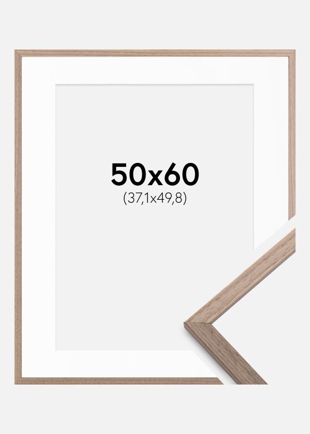 Ram med passepartou Frame Edsbyn Light Walnut 50x60 cm - Picture Mount White 15x20 inches