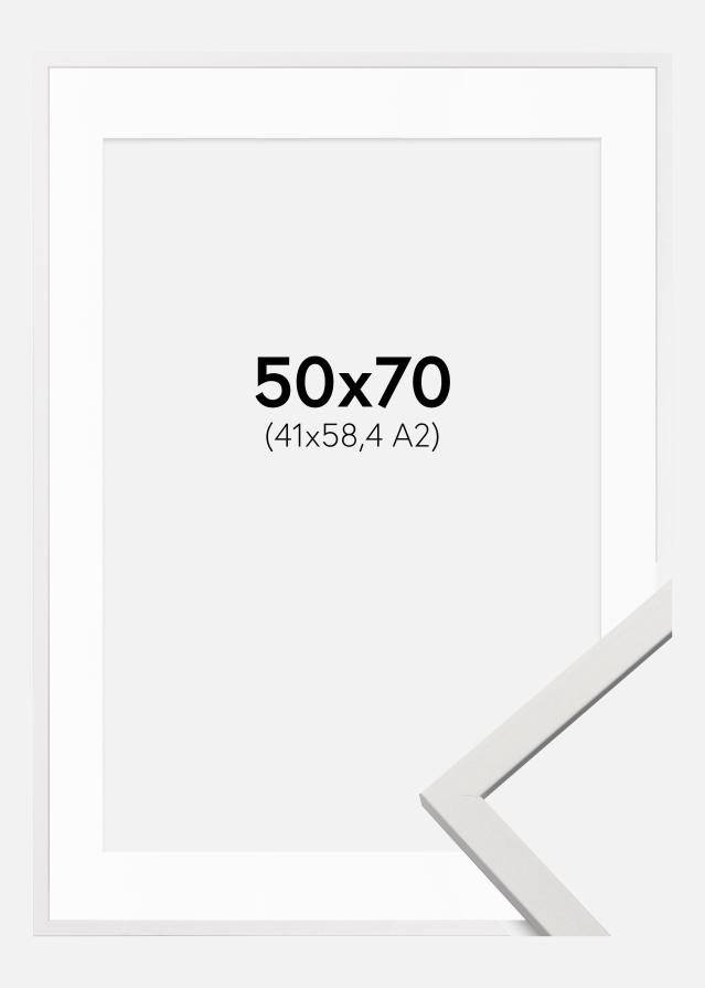 Ram med passepartou Frame Edsbyn White 50x70 cm - Picture Mount White 42x59.4 cm (A2)