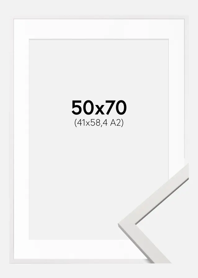 Ram med passepartou Frame Edsbyn White 50x70 cm - Picture Mount White 42x59.4 cm (A2)