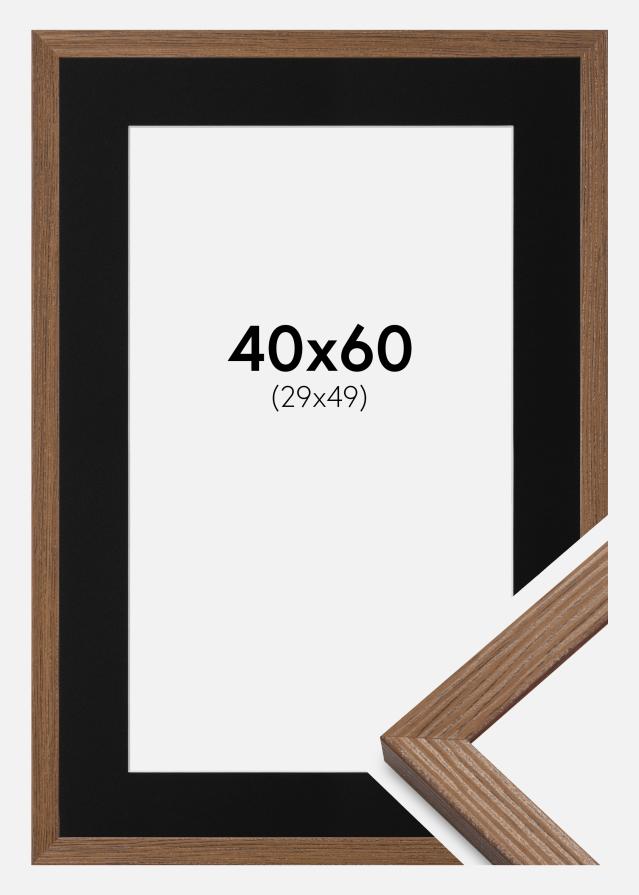Ram med passepartou Frame Fiorito Dark Oak 40x60 cm - Picture Mount Black 30x50 cm