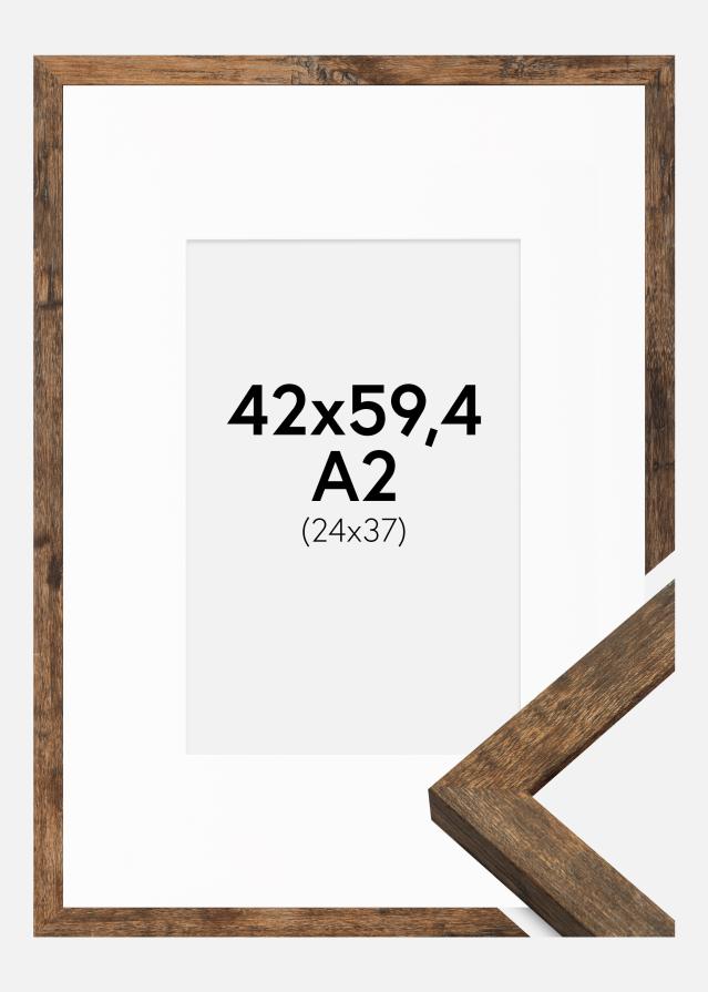 Ram med passepartou Frame Fiorito Washed Oak 42x59,4 cm (A2) - Picture Mount White 25x38 cm