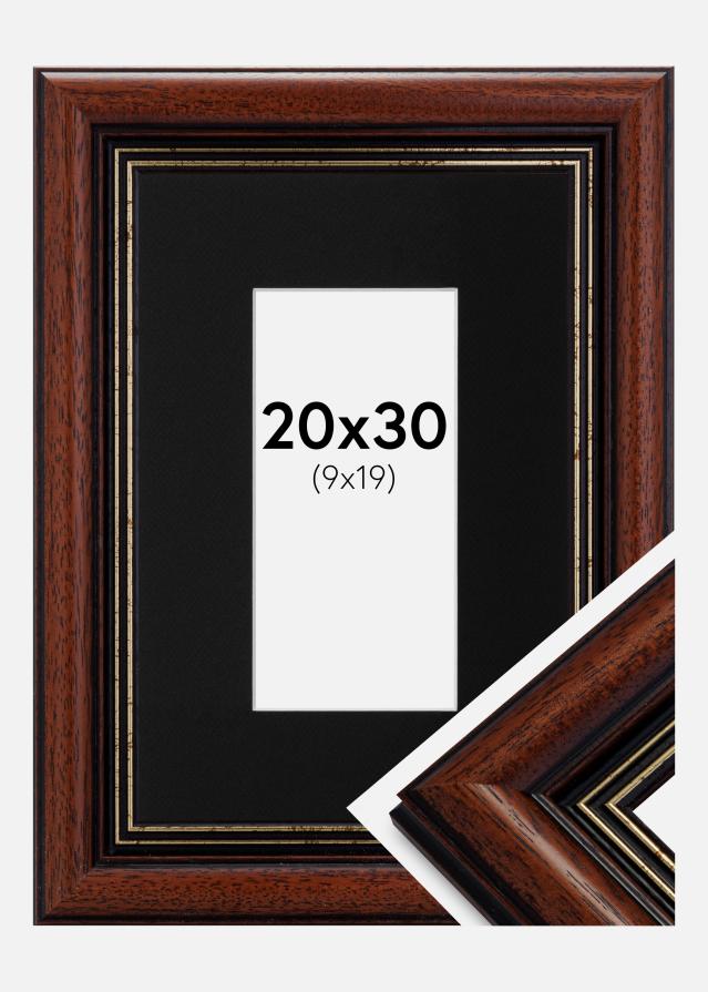 Ram med passepartou Frame Old Retro 20x30 cm - Picture Mount Black 10x20 cm