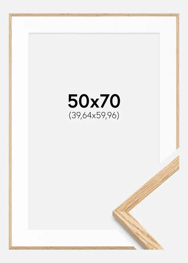 Ram med passepartou Frame Narrow Oak 50x70 cm - Picture Mount White 16x24 inches