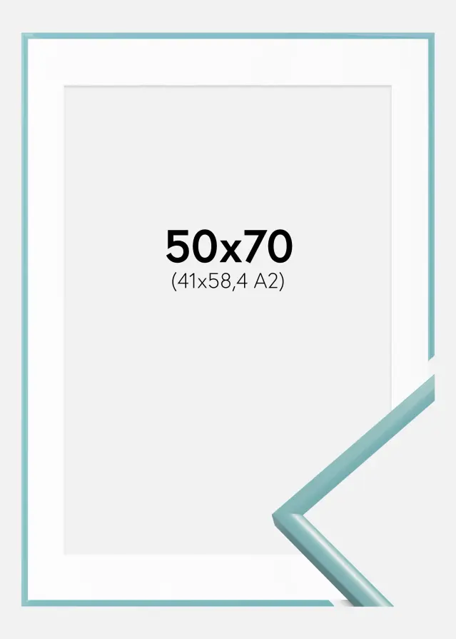 Ram med passepartou Frame New Lifestyle Turquoise 50x70 cm - Picture Mount White 42x59.4 cm (A2)