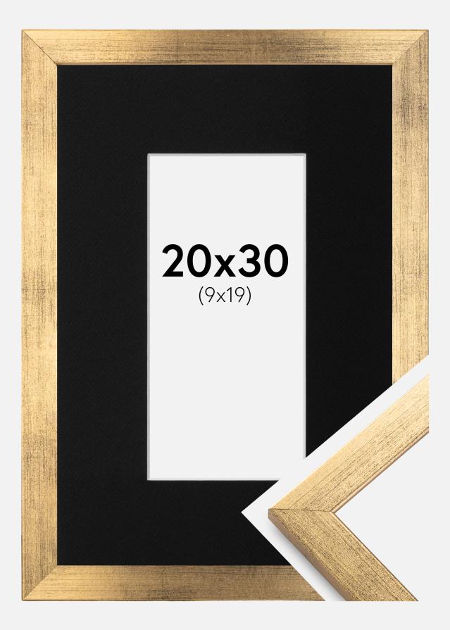 Ram med passepartou Frame Stilren Gold 20x30 cm - Picture Mount Black 10x20 cm