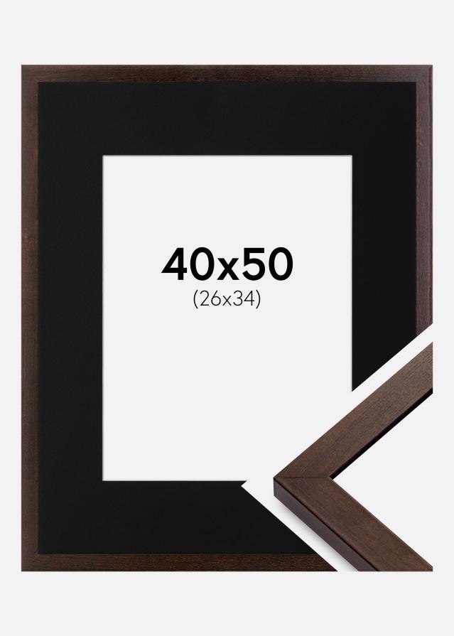 Ram med passepartou Frame Selection Walnut 40x50 cm - Picture Mount Black 27x35 cm