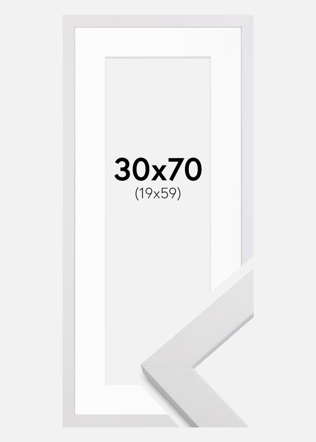 Ram med passepartou Frame White Wood 30x70 cm - Picture Mount White 20x60 cm