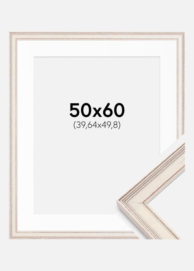 Ram med passepartou Frame Shabby Chic White 50x60 cm - Picture Mount White 16x20 inches