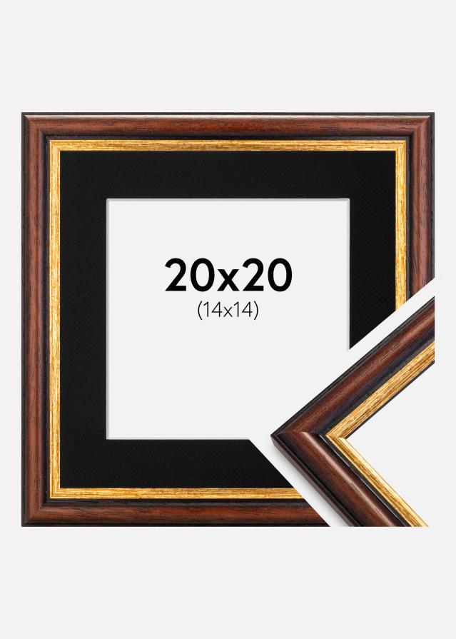 Ram med passepartou Frame Siljan Brown 20x20 cm - Picture Mount Black 15x15 cm