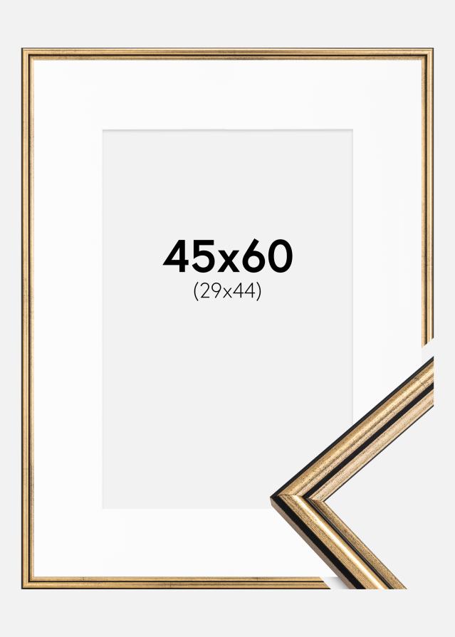 Ram med passepartou Frame Horndal Gold 45x60 cm - Picture Mount White 30x45 cm