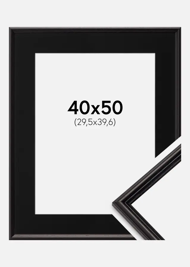 Ram med passepartou Frame Horndal Black 40x50 cm - Picture Mount Black 12x16 inches